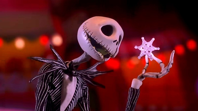 Jack Skellington walking with snowflake in The Nightmare Before Christmas