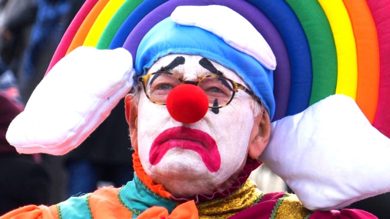 Michael Whitehall in clown getup