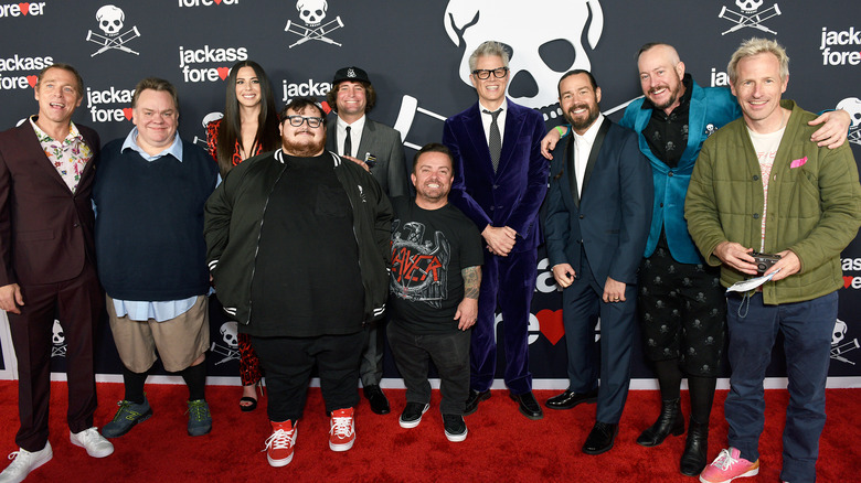 The Jackass Forever cast posing with Spike Jonze