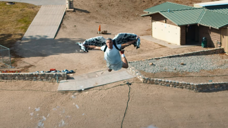 Johnny Knoxville gets fired out of a cannon