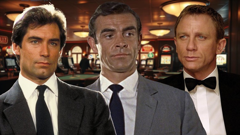 Three versions of James Bond in a casino