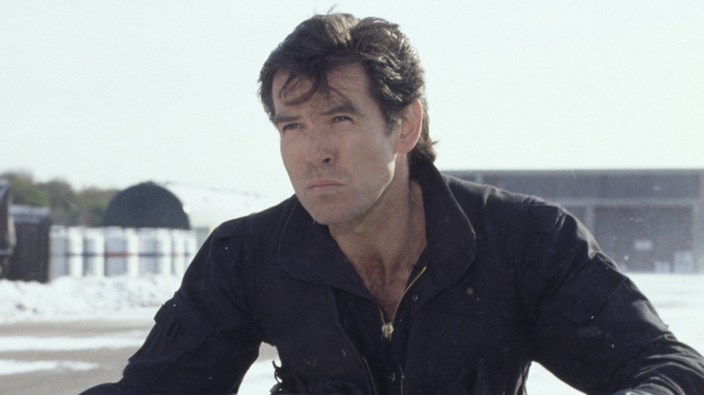 Bond riding a motorcycle in "GoldenEye" (1995)