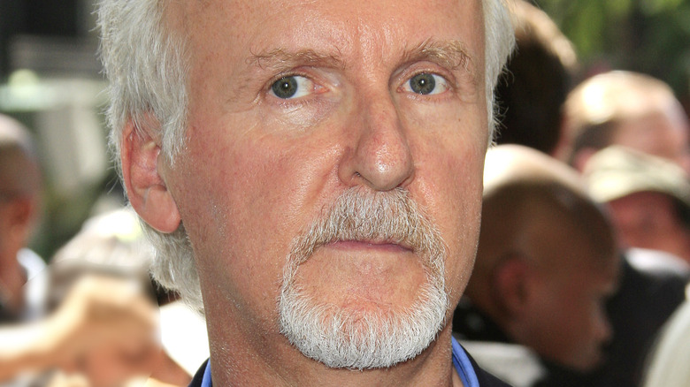 James Cameron with an intense expression