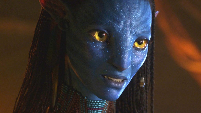 Neytiri looks concerned in close-up