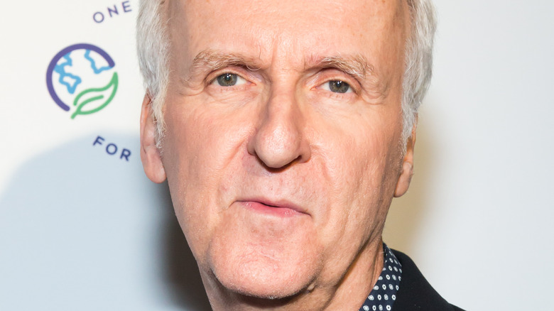 James Cameron posing for photo