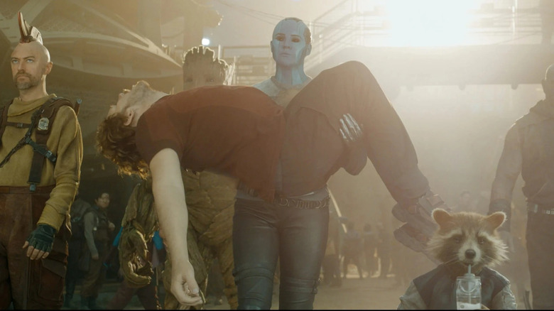Star Lord carried by Nebula