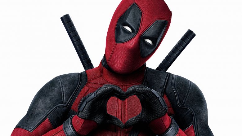 Deadpool heart hands pose