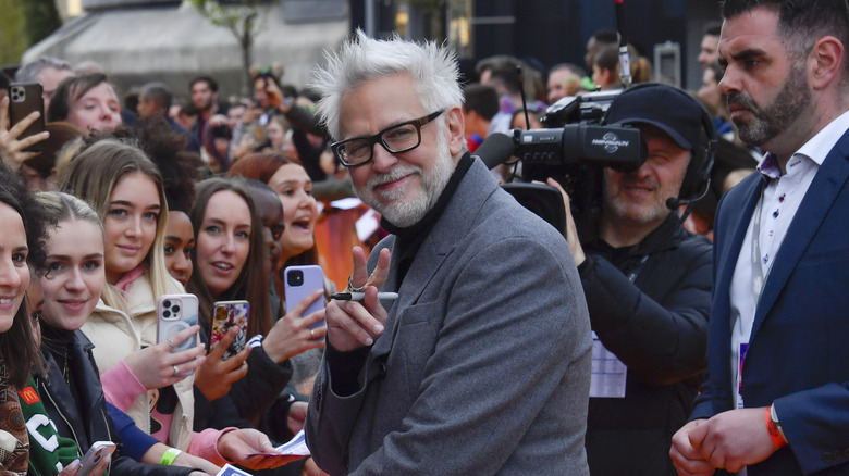 James Gunn gives peace sign