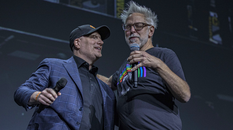 Kevin Feige and James Gunn at event