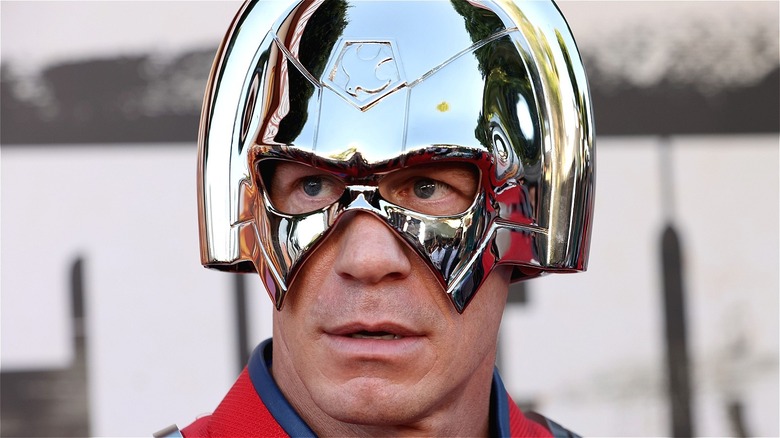 John Cena in the Peacemaker helmet