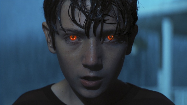 Brandon's eyes light up red in Brightburn