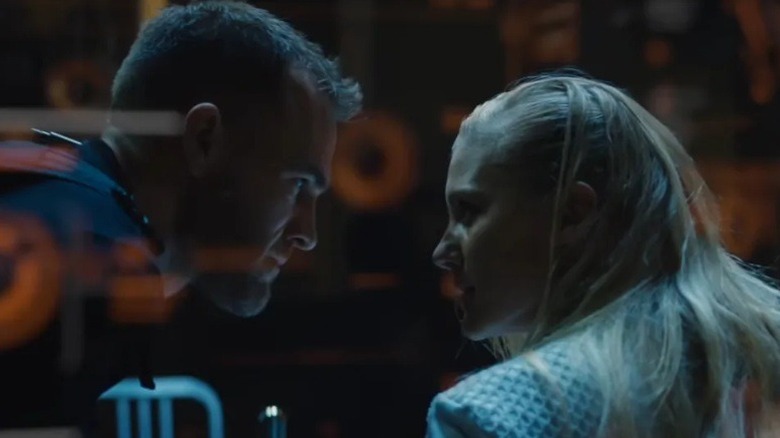 Rocky and Kimberly stare at one another in Power/Rangers (2015)