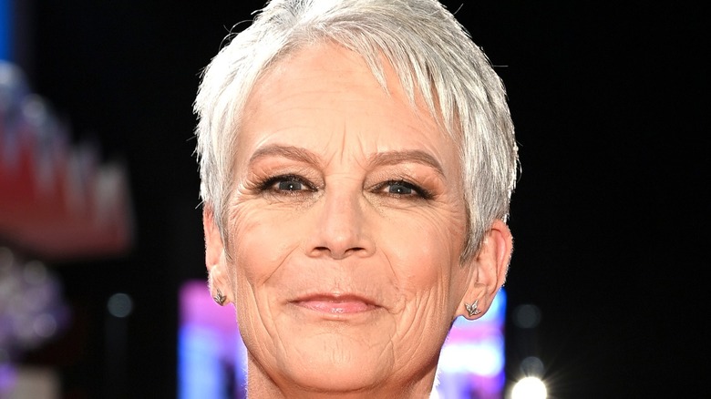 Jamie Lee Curtis smiling in close up