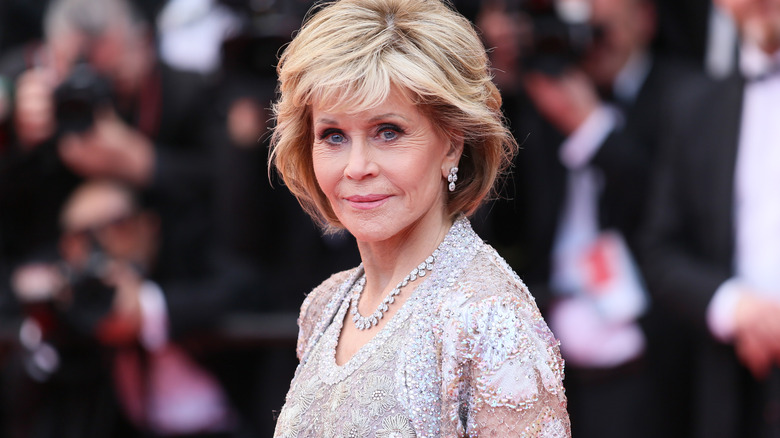 Jane Fonda smiling on red carpet