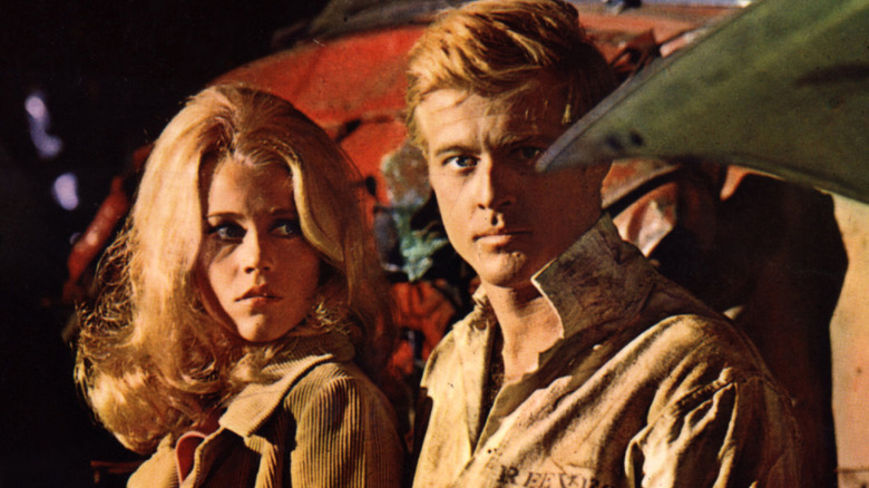 Jane Fonda looks to the side