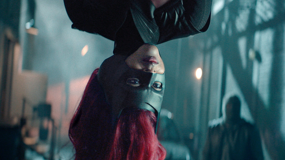 Batwoman hanging upside down