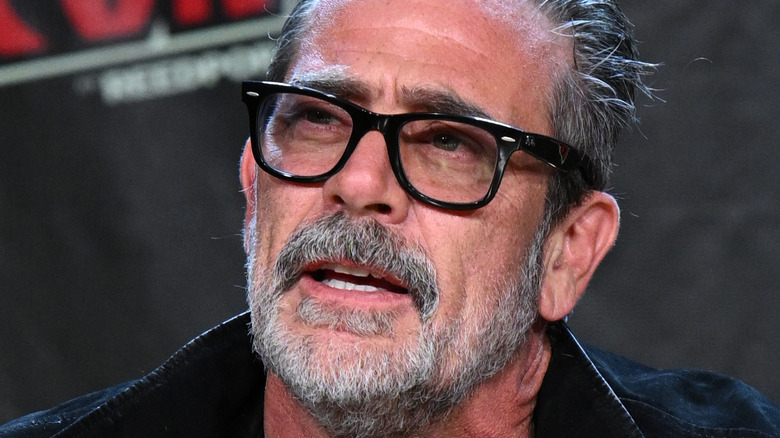 Jeffrey Dean Morgan speaks onstage at The Walking Dead panel during New York Comic Con 2022 on October 8, 2022 in New York City.