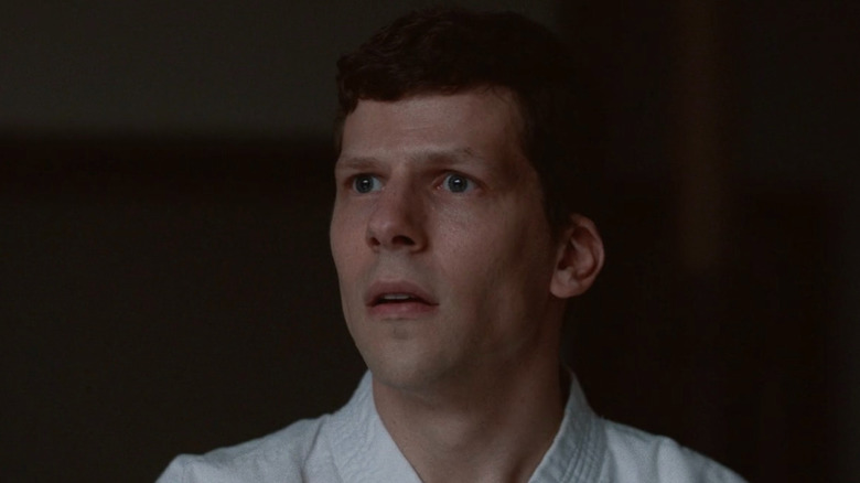 Casey looking terrified in the dojo in "The Art of Self-Defense" (2019)