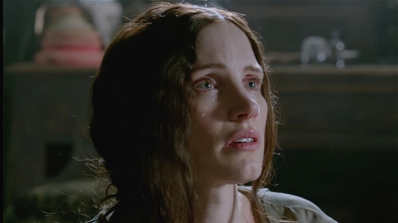 Lucille Sharpe cries after harming her brother. 
