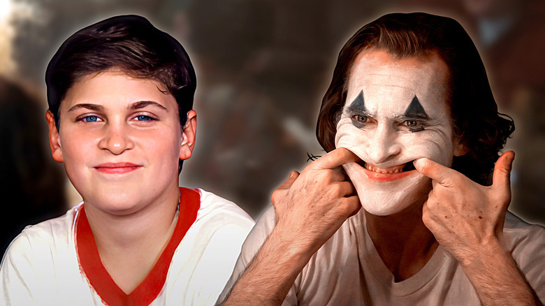 Young Joaquin Phoenix and Joker smiling