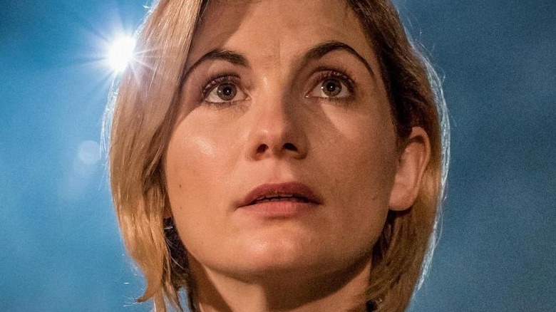 Jodie Whittaker looking up