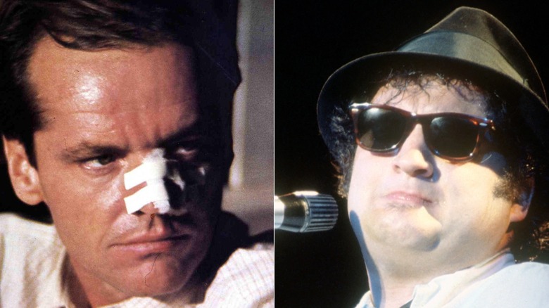 Jack Nicholson looks upset and John Belushi singing