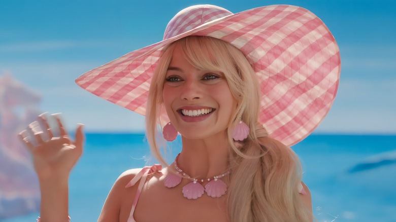 Barbie gingham hat waving