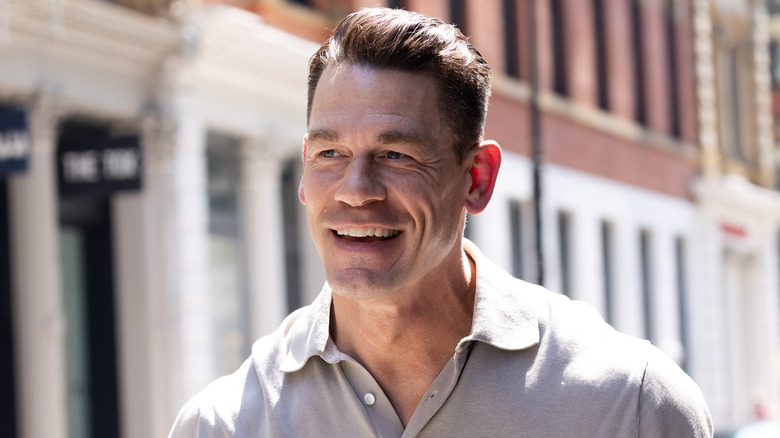 John Cena smiling on Little Brother set