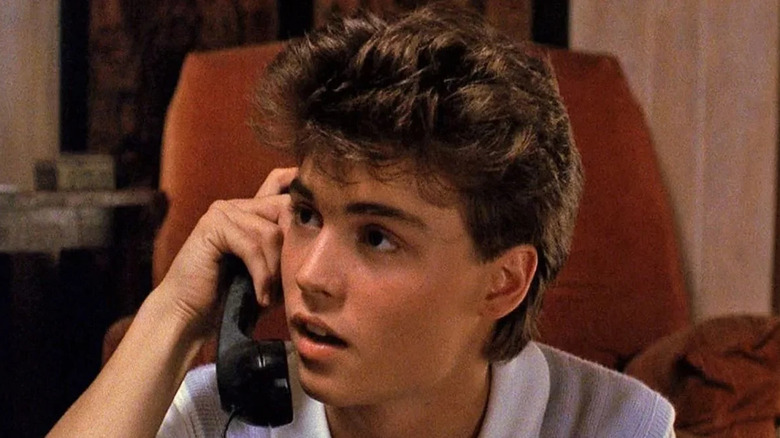 young Johnny Depp on landline phone