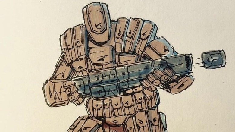 Pouchman holding weapon