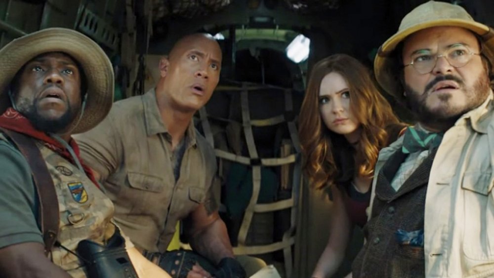 Kevin Hart, Dwayne Johnson, Karen Gillan, and Jack Black in Jumanji: The Next Level