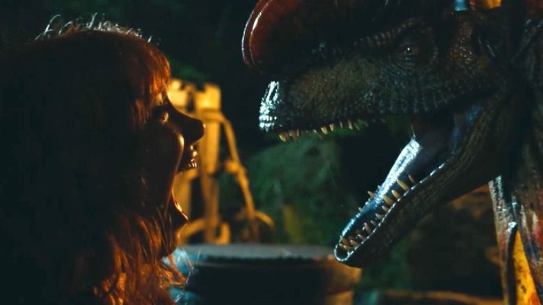 Claire screaming at dinosaur