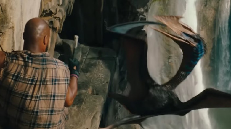Leclerc spots a Quetzalcoatlus in "Jurassic World Rebirth" (2025)