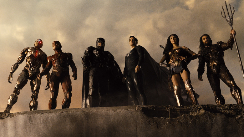 The Justice League on a cliff