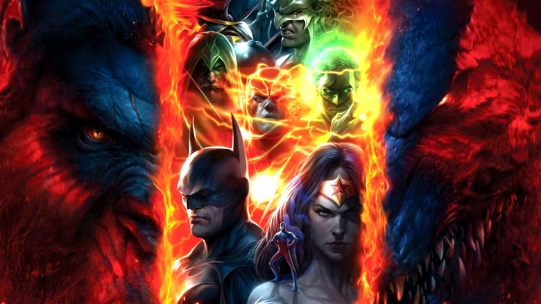 The Justice League with Godzilla and King Kong