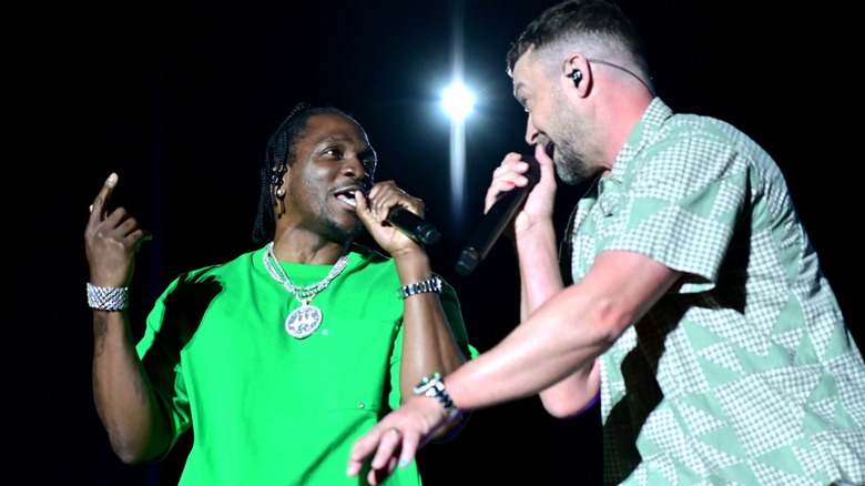 Justin Timberlake and Pusha T performing onstage together