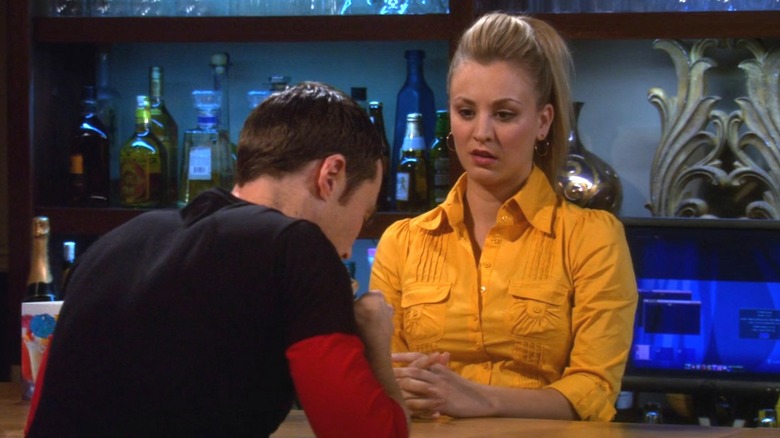 Penny behind the Cheesecake Factory bar on The Big Bang Theory