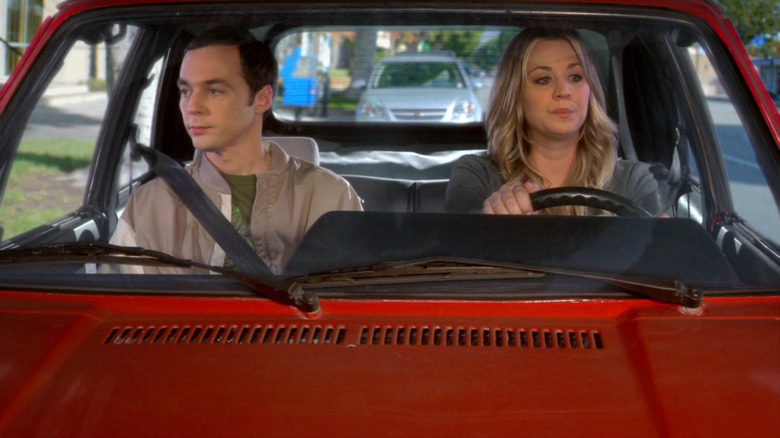 Penny driving with Sheldon