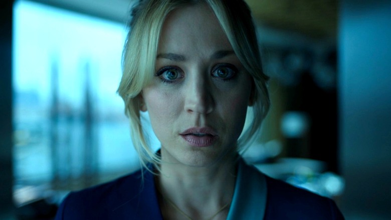 Cassie staring straight ahead on The Flight Attendant