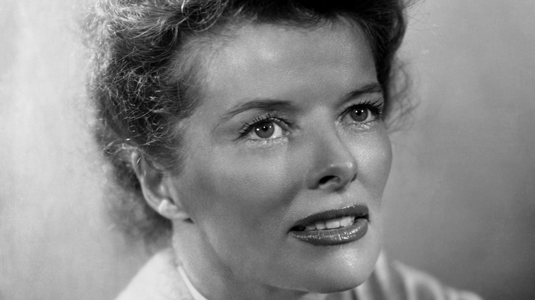 Katharine Hepburn looking up