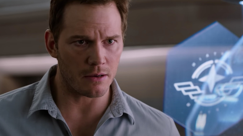 Chris Pratt looking at screen