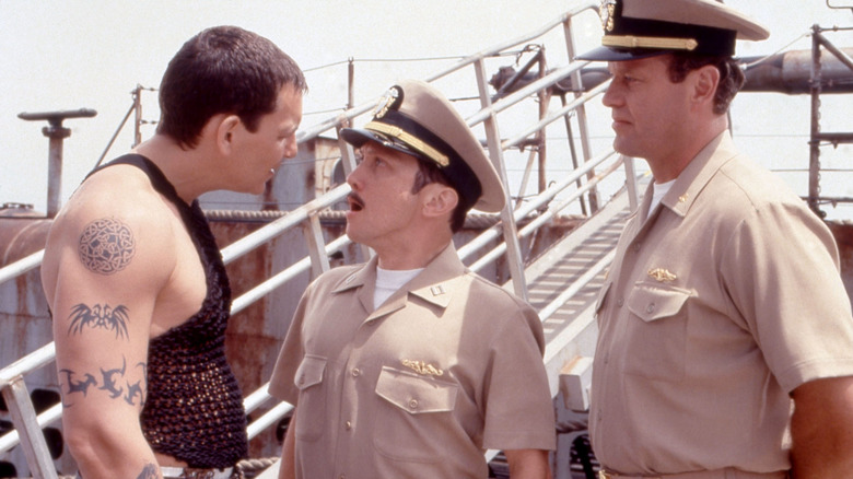 Dodge and Lt. Pascal address Engineman Brad Stepanak in "Down Periscope" (1996)