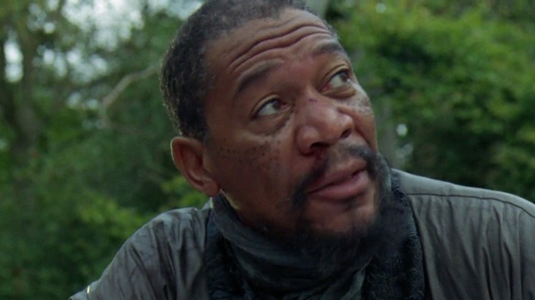 Morgan Freeman looks up