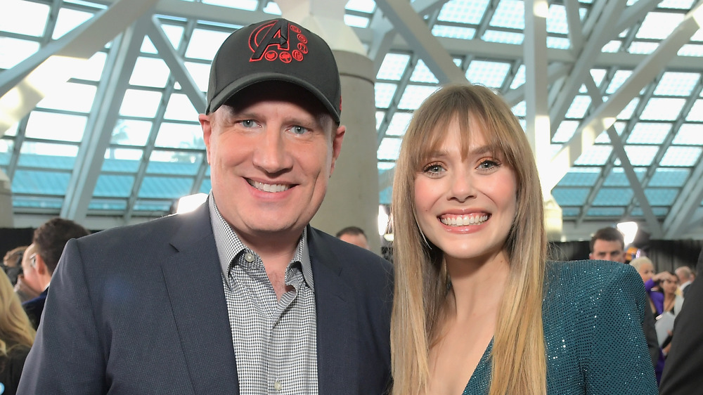 Kevin Feige and Elizabeth Olsen at the premiere of Avengers: Endgame in 2019
