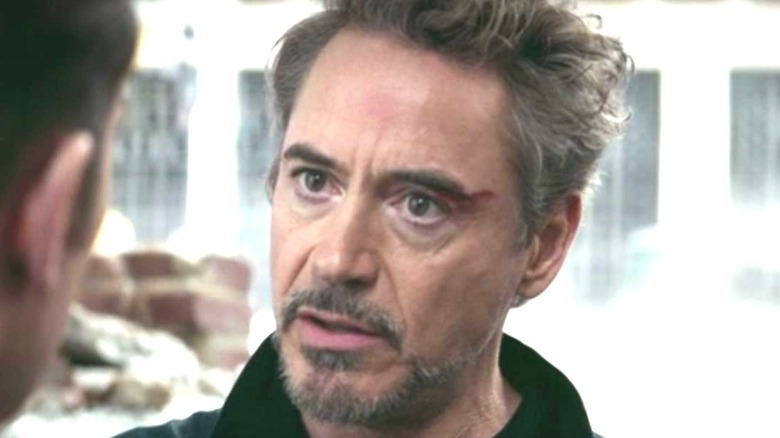Robert Downey Jr. with cut on face