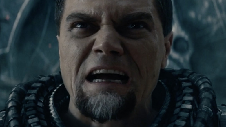 General Zod wearing a metal suit