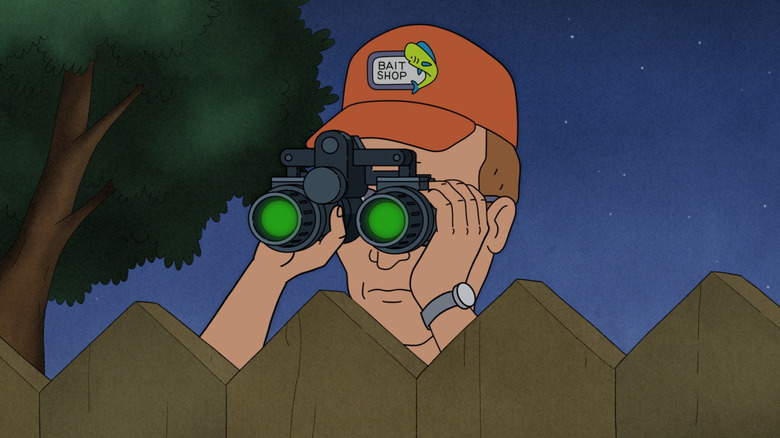 Dale spying over his garden fence in "King of the Hill"