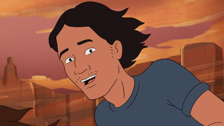 Joseph Gribble riding a horse in "King of the Hill"