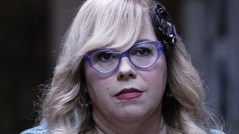 Kirsten Vangsness as Penelope Garcia looking serious in Criminal Minds: Evolution