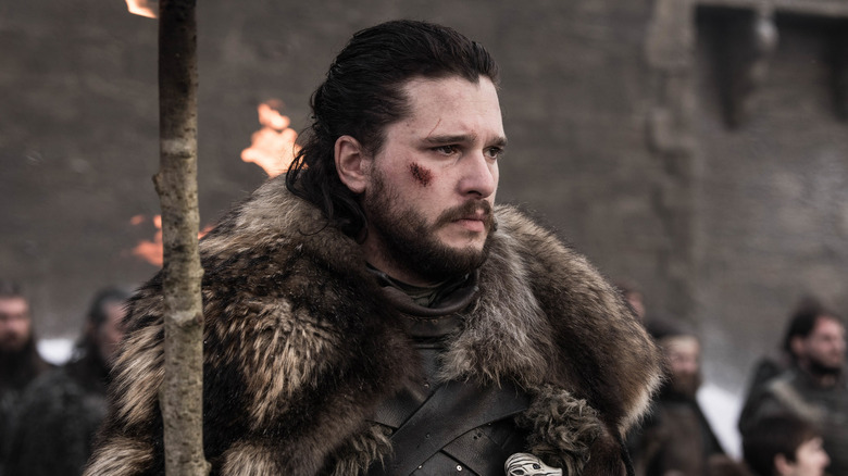 Kit Harington as Jon Snow looking sad